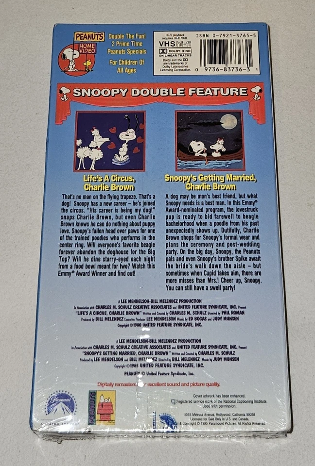 Double Feature Life's A Circus Charlie Brown Snoopy's Getting Married VHS Sealed - Image 2 of 4