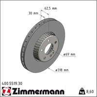 2X Zimmermann 400.5519.30 Bremsscheibe FüR Mercedes Benz C Klasse W205 A205