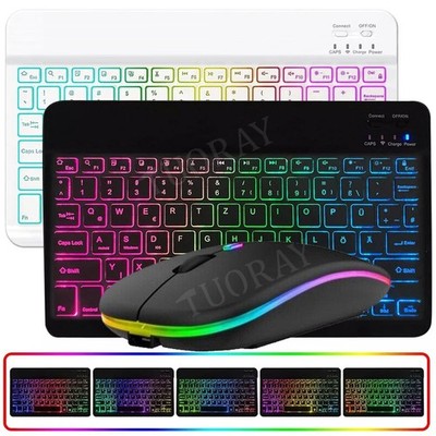 QWERTZ Beleuchtet Tastatur Maus für Lenovo Tab P11/M11/M10 FHD Plus/HD/P10/E10