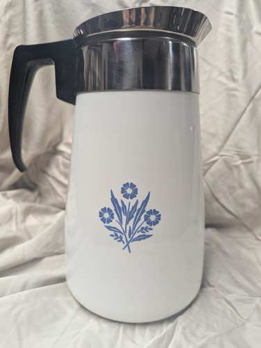 Corelle 9 Cup Coffee Stovetop Percolator Vintage Blue Cornflower