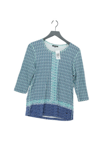 Olsen Damen Top UK 18 Blau Geometrisches Muster 100% Baumwolle 3/4 Arm Rundhals Basic - Bild 1 von 5
