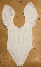 Zara, white bodysuit size 8. BNWT. Gathered Capped Sleeve