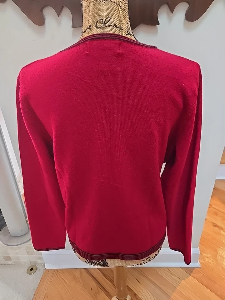 Suéter de manga larga Mercer & Madison para mujer XL rojo italiano mezcla de lana merino Foto 3 de 4