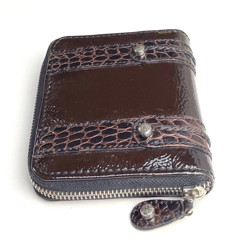 Cartera para tarjetas de cuero marrón Brighton vintage con cremallera alrededor Foto 3 de 4