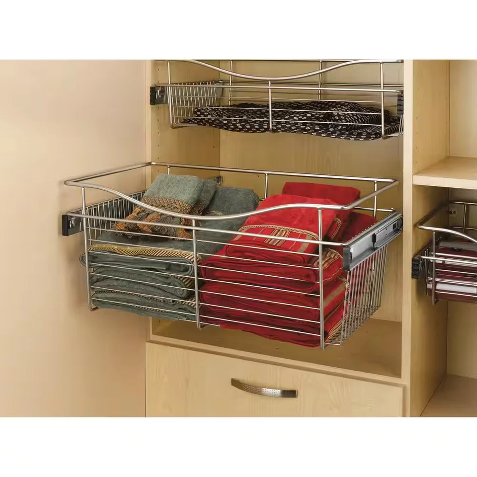 11 In. H X 18 In. W Nickel Steel 1-Drawer Wide Mesh Wire Basket - Image 2 of 4