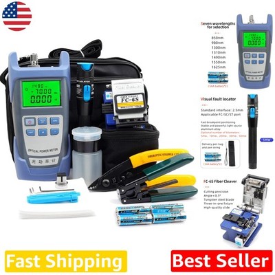 Complete FTTH Fiber Optic Toolkit: VFL, OPM, Cleaver, Stripper, Aluminum