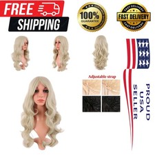 24-Inch Blonde Wavy Cosplay Wig with Side Bangs - Heat Resistant Elegance