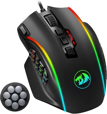Redragon M901K RGB MMO Mouse   19 Buttons, 12400 DPI Adjustable Weights