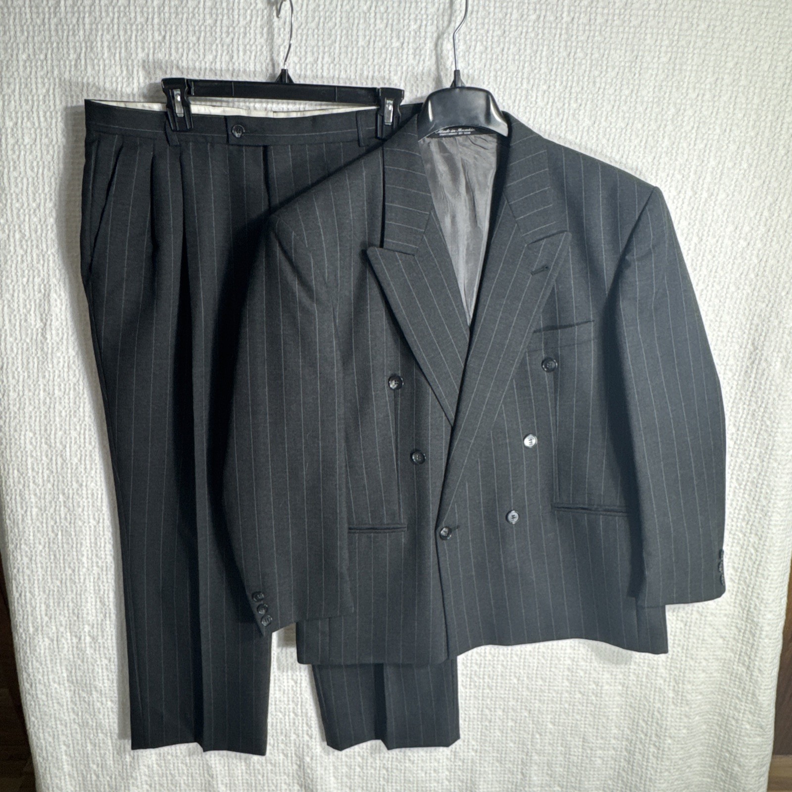 Protocol 42S Gray Chalk Pinstripe Double Breasted… - image 1