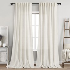 2 Panels Set Cream Linen Curtains 108 inches Long for Living Room Extra Long ...