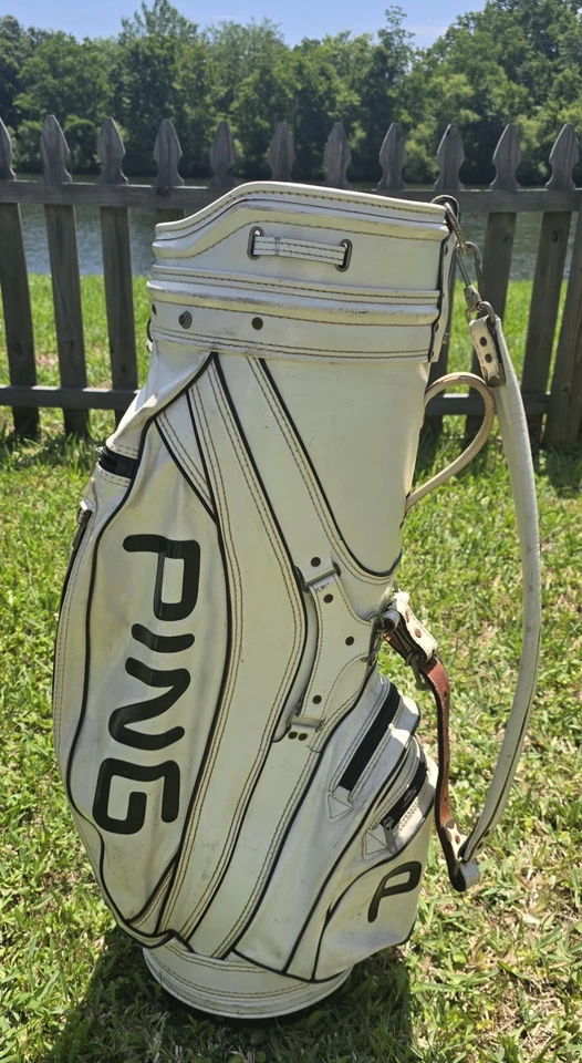 Rare Vintage Black and White PING Golf Bag 6 Way Divider With Rain Cover USA - Image 2 of 4