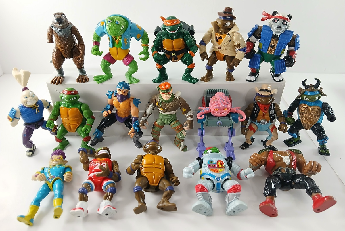 Vintage TMNT Teenage Mutant Ninja Turtles Action Figure Toys LOT
