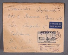 MayfairStamps Poland 1946 Warsaw Registered to Los Angeles CA Air Mail Cover aaw