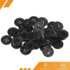 100pack 32L Sewing Buttons 3/4" Resin Round Flat 4-Hole Craft Buttons Black