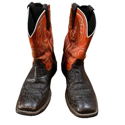 Ariat Cowboy Boots Quickdraw Western Square Toe Orange Brown  display picture 2
