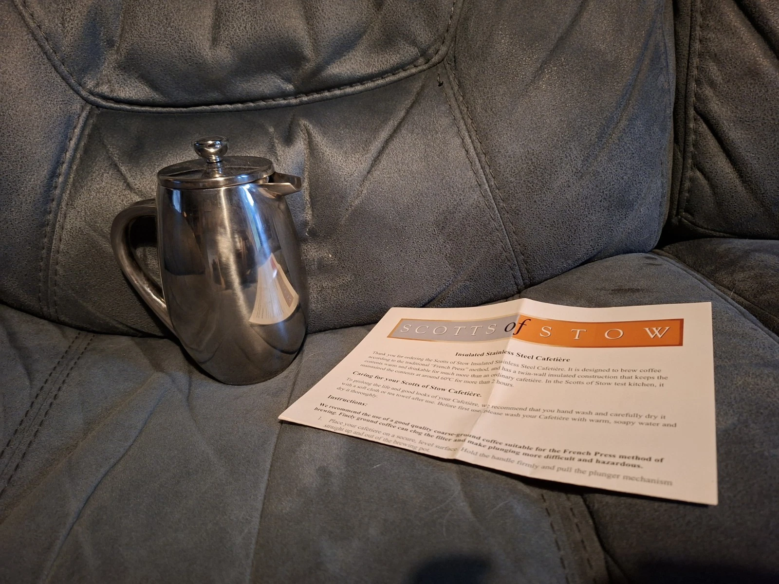 Scott's of Stow Stainless Steel Cafetiere Coffee Pot With Instructions