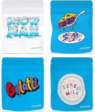 100Pcs Mylar Bags, Cali Packs 3.5G, Resealable Cali Packs for Snacks, Jewelry, S