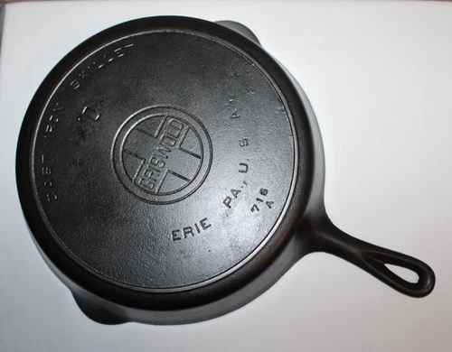 Vtg Griswold Cast Iron #10 Large Block Logo Skillet W/Heat Ring LBL 716A ERIE