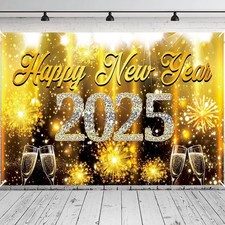 Happy New Year Backdrop Cheer To 2025 100D Polyester Fabric 70.8 X 43.3 In