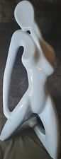 Jaru Pottery MCM 1986 RARE BLUE WOMAN Sculpture Jaru Pottery Vtg. 17" Damage 