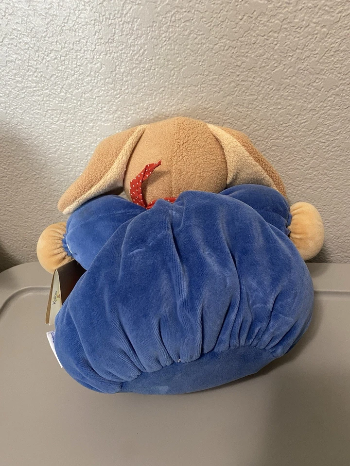 Kaloo Puppy Plume Plush Soft Toy Comforter Blue Pocket Brown Red Bandana 1998 - Image 4 of 4