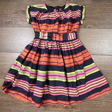 Tea Collection Girls Striped Short Sleeve Dress Sz 6 Fall, Back to School, Lined