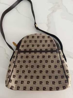 Pierre Cardin Brown Logo Shoulder Bag Designer Women Trapezoid