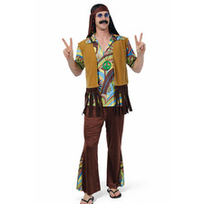 Costume Carnevale Uomo Da Hippie Vestito Abito Di Halloween Travestimento Adulto