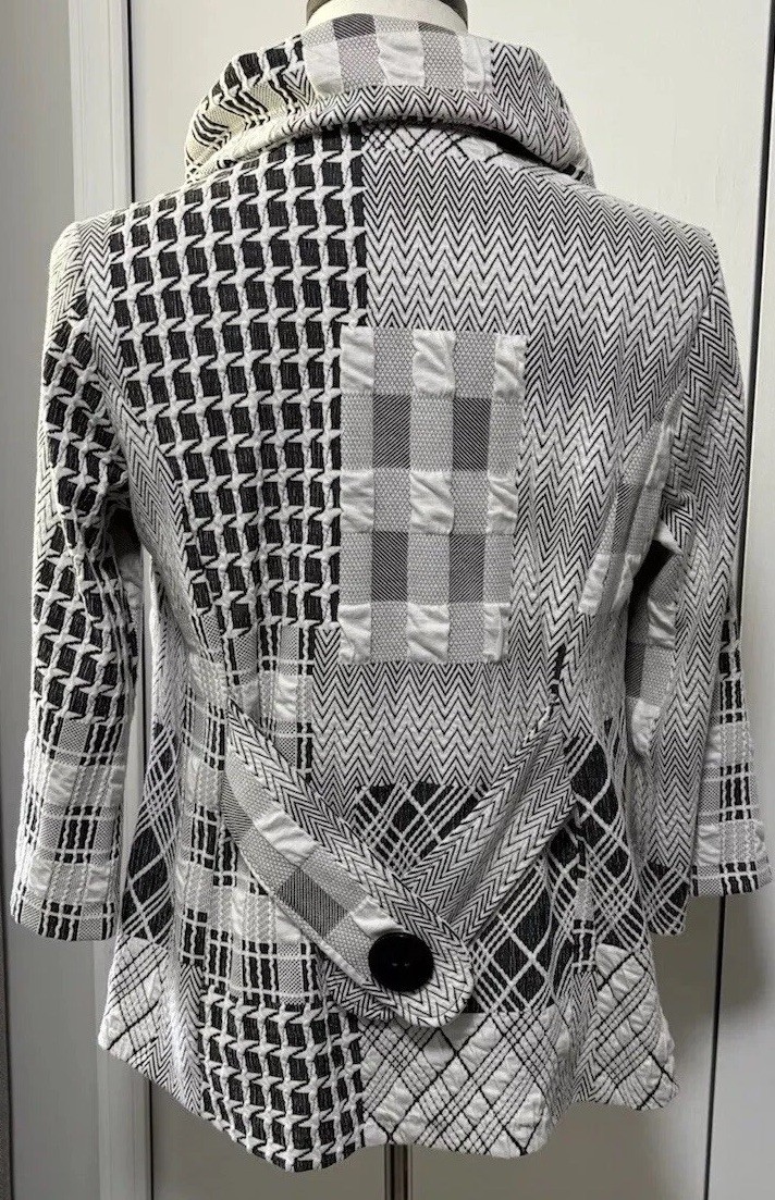 Yushi Patchwork Jacket blazer Black White Small S… - image 2