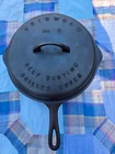 GRISWOLD #8 Cast Iron Skillet and Lid Large Logo RESTORED