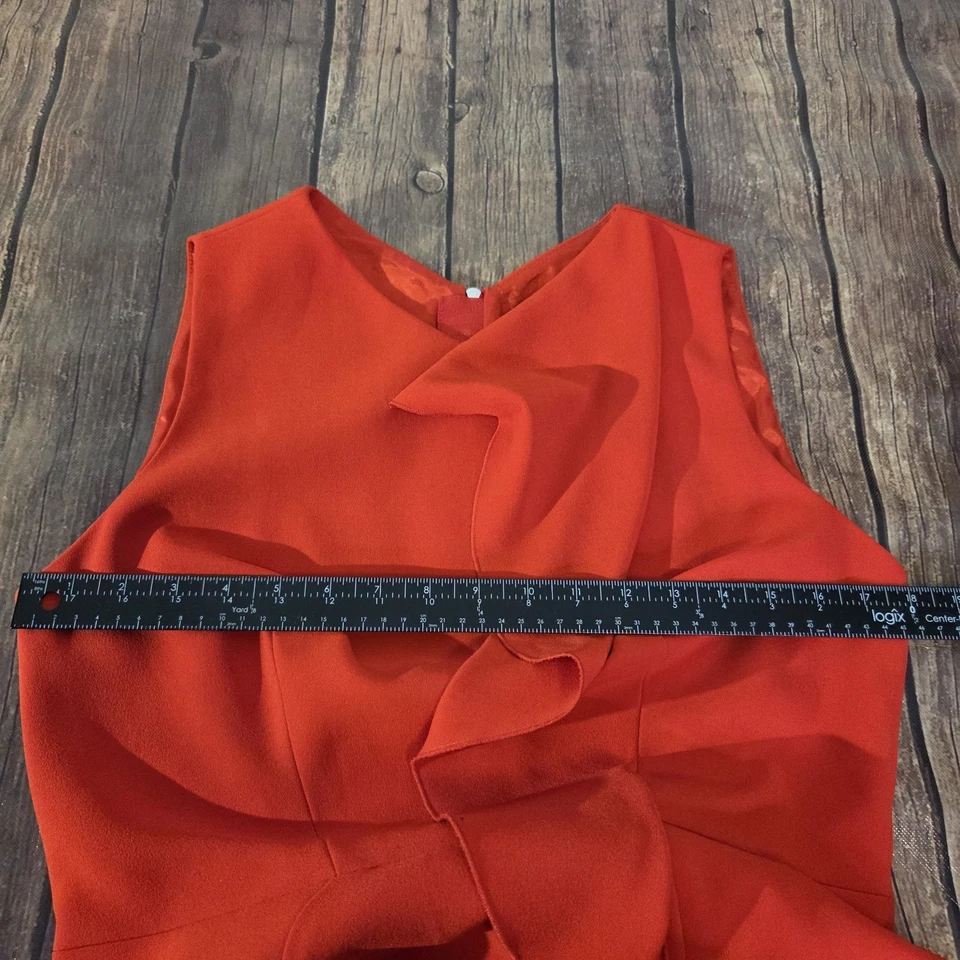 Vestido Karen Millen Para Mujer 10 Rojo Doblado Crepé Vestido Sin Mangas Midi Forrado Foto 2 de 4