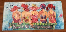 Leoma Lovegrove Beach Towel Please Do Not Feed the Seagulls Florida NWT 35x72
