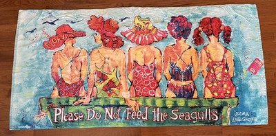 Leoma Lovegrove Beach Towel Please Do Not Feed the Seagulls Florida NWT 35x72