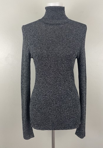 Brooks Brothers Black Metallic Turtleneck Glitter Sparkle Lightweight Medium - Picture 1 of 5