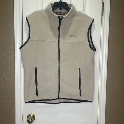Kathmandu Polartech Climate Control Y2K Men M Tan Black Trim Zip Up Fleece Vest