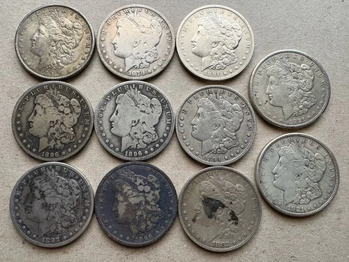 Lot Of 11 Silver Dollars Morgan US 1$ Various Dates Super Good Dates & Mint Mark