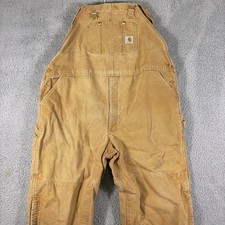 Carhartt Tan Duck Canvas Quilted Lined Bib Overalls Mens Workwear Size Large