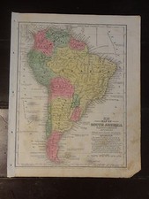 1840 Hand Colored Antique Engraved Map of s. America from Mitchell's Atlas