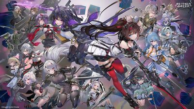 Anime aether gazer girls long hair weapon over one eye Play Gaming Mat Desk