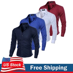 Men-039-s-Luxury-Casual-Formal-Shirt-Long-Sleeve-Slim-Fit-Business-Dress-Shirts-Tops