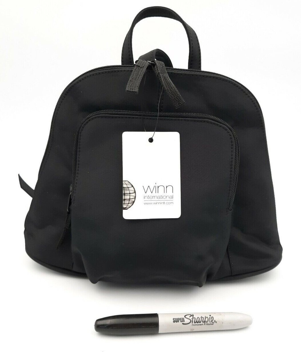 NEW Winn International Microfiber Mini Backpack - Black Winn International Black Microfiber Mini-Backpack Style  main image 2