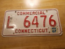 1967 CONNECTICUT COMMERCIAL LICENSE PLATE #L 6476