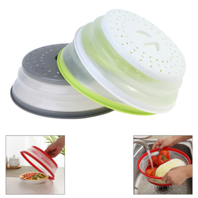 Microwave Food Splatter Cover Vented Collapsible Cover With Easy Grip Han^^i