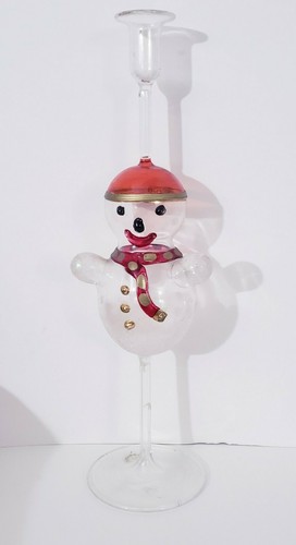 Vidrio artístico soplado a mano de ITALIA muñeco de nieve arte candelabro parisina vetro obra de arte - Imagen 9 de 12