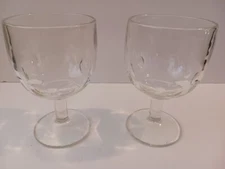 Vintage Clear Drinking Glass Goblet Set Of 2 Retro
