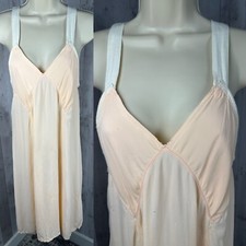 Art Deco 1920s Vintage Slip Soft Peach Rayon Dress Size S/M WOUNDED