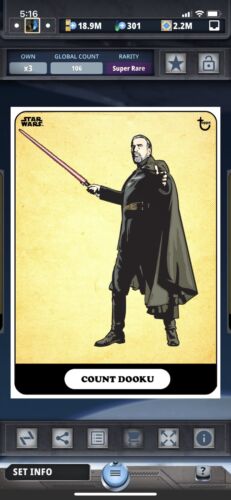 Trader de cartes numériques Topps Star Wars noir AOTC art classique compte insert Dooku - Photo 1/1
