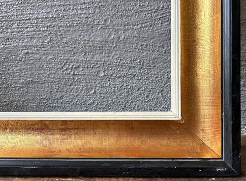 Picture Frame Mid Century Gold Black Antique Falzmaße 40,2 X 33,2 CM Vintage - Zdjęcie 7 z 12