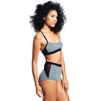 Chromat Bikini Top S Gray Black Alva SOLD OUT Mesh Panel
