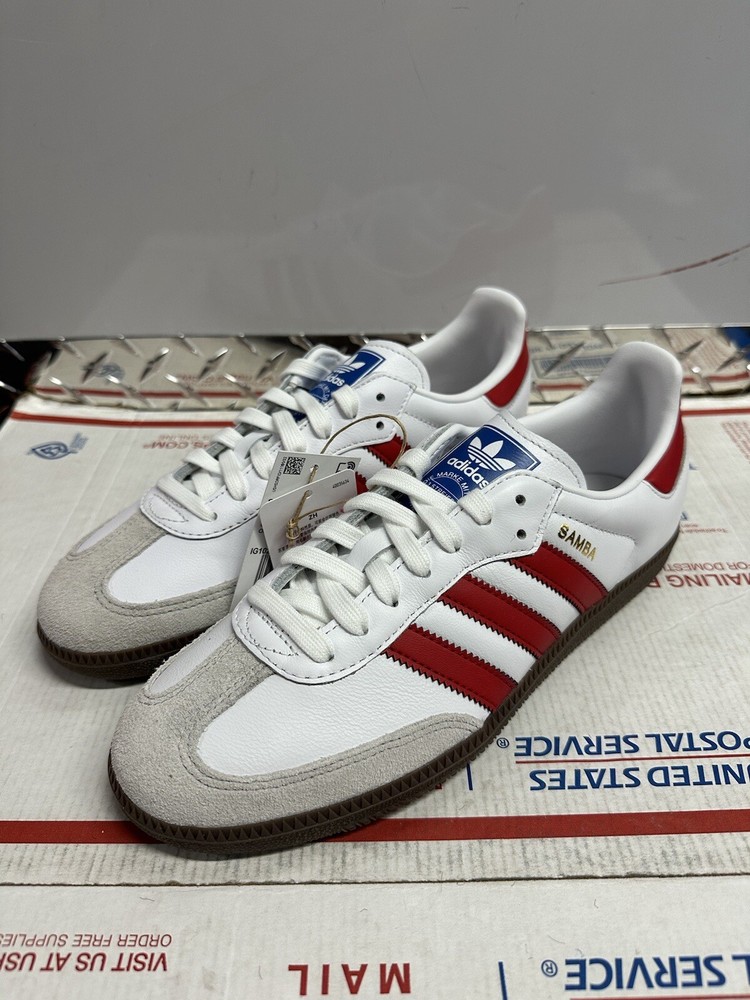 Adidas Samba OG ‘White Scarlet’ IG1025 Sizes 7